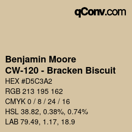 Color code: Benjamin Moore - CW-120 - Bracken Biscuit | qconv.com