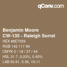 カラーコード: Benjamin Moore - CW-135 - Raleigh Sorrel | qconv.com