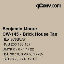 Código de color: Benjamin Moore - CW-145 - Brick House Tan | qconv.com