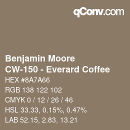 Code couleur: Benjamin Moore - CW-150 - Everard Coffee | qconv.com