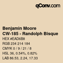 Code couleur: Benjamin Moore - CW-185 - Randolph Bisque | qconv.com