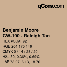 Color code: Benjamin Moore - CW-190 - Raleigh Tan | qconv.com