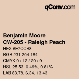 Code couleur: Benjamin Moore - CW-205 - Raleigh Peach | qconv.com