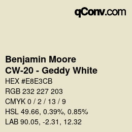 Color code: Benjamin Moore - CW-20 - Geddy White | qconv.com