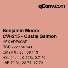 Color code: Benjamin Moore - CW-215 - Custis Salmon | qconv.com