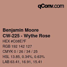 Farbcode: Benjamin Moore - CW-225 - Wythe Rose | qconv.com