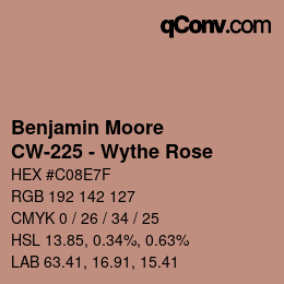 Código de color: Benjamin Moore - CW-225 - Wythe Rose | qconv.com