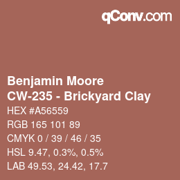 Code couleur: Benjamin Moore - CW-235 - Brickyard Clay | qconv.com