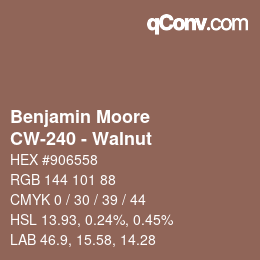 Color code: Benjamin Moore - CW-240 - Walnut | qconv.com