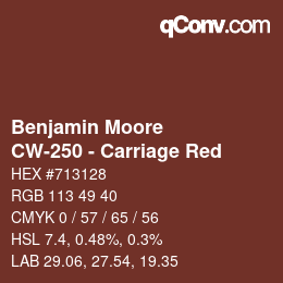 Código de color: Benjamin Moore - CW-250 - Carriage Red | qconv.com