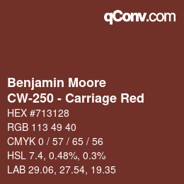 カラーコード: Benjamin Moore - CW-250 - Carriage Red | qconv.com