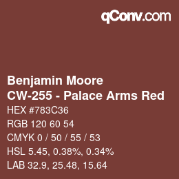 Código de color: Benjamin Moore - CW-255 - Palace Arms Red | qconv.com