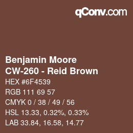 Código de color: Benjamin Moore - CW-260 - Reid Brown | qconv.com