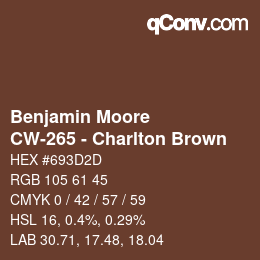 Color code: Benjamin Moore - CW-265 - Charlton Brown | qconv.com