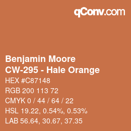 Code couleur: Benjamin Moore - CW-295 - Hale Orange | qconv.com