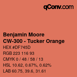 Color code: Benjamin Moore - CW-300 - Tucker Orange | qconv.com