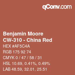 Farbcode: Benjamin Moore - CW-310 - China Red | qconv.com