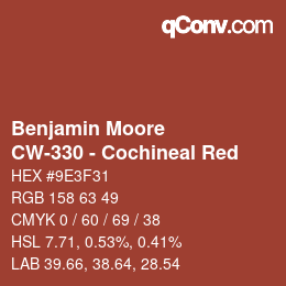 Color code: Benjamin Moore - CW-330 - Cochineal Red | qconv.com