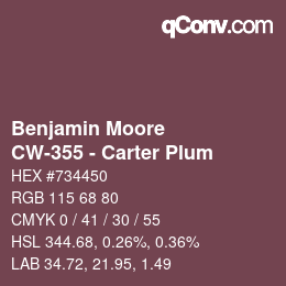 Código de color: Benjamin Moore - CW-355 - Carter Plum | qconv.com