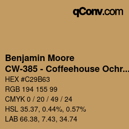 Color code: Benjamin Moore - CW-385 - Coffeehouse Ochre | qconv.com