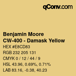 Color code: Benjamin Moore - CW-400 - Damask Yellow | qconv.com