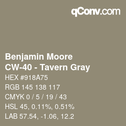 Color code: Benjamin Moore - CW-40 - Tavern Gray | qconv.com