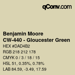Code couleur: Benjamin Moore - CW-440 - Gloucester Green | qconv.com