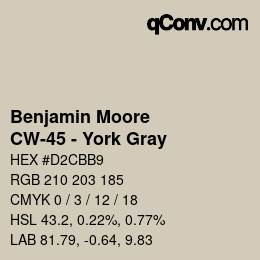Código de color: Benjamin Moore - CW-45 - York Gray | qconv.com