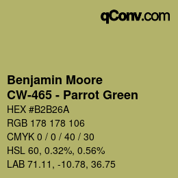 Color code: Benjamin Moore - CW-465 - Parrot Green | qconv.com