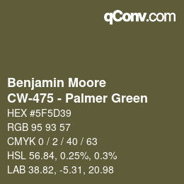 カラーコード: Benjamin Moore - CW-475 - Palmer Green | qconv.com