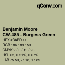 Color code: Benjamin Moore - CW-485 - Burgess Green | qconv.com