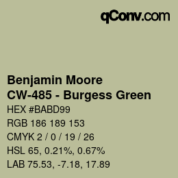 Código de color: Benjamin Moore - CW-485 - Burgess Green | qconv.com