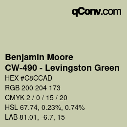 Color code: Benjamin Moore - CW-490 - Levingston Green | qconv.com