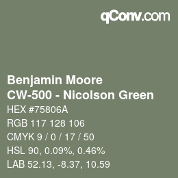 Code couleur: Benjamin Moore - CW-500 - Nicolson Green | qconv.com