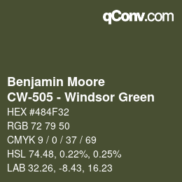 Color code: Benjamin Moore - CW-505 - Windsor Green | qconv.com