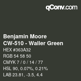 Color code: Benjamin Moore - CW-510 - Waller Green | qconv.com