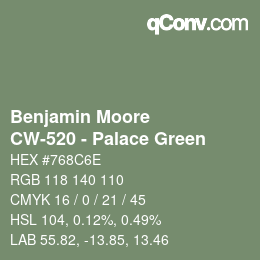Código de color: Benjamin Moore - CW-520 - Palace Green | qconv.com