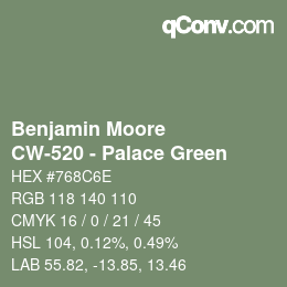 カラーコード: Benjamin Moore - CW-520 - Palace Green | qconv.com