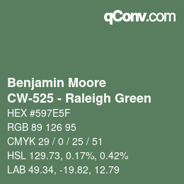 Color code: Benjamin Moore - CW-525 - Raleigh Green | qconv.com