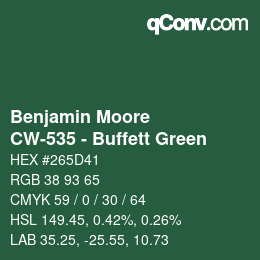 Color code: Benjamin Moore - CW-535 - Buffett Green | qconv.com