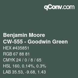 Color code: Benjamin Moore - CW-555 - Goodwin Green | qconv.com