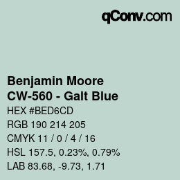 Código de color: Benjamin Moore - CW-560 - Galt Blue | qconv.com