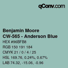 Code couleur: Benjamin Moore - CW-565 - Anderson Blue | qconv.com