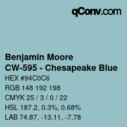 Código de color: Benjamin Moore - CW-595 - Chesapeake Blue | qconv.com