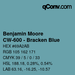 Color code: Benjamin Moore - CW-600 - Bracken Blue | qconv.com