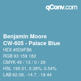 Código de color: Benjamin Moore - CW-605 - Palace Blue | qconv.com