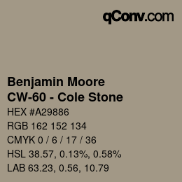 Code couleur: Benjamin Moore - CW-60 - Cole Stone | qconv.com