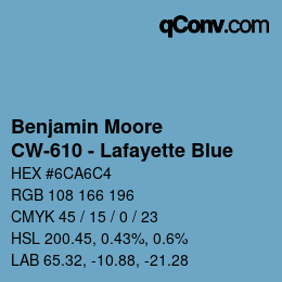 Code couleur: Benjamin Moore - CW-610 - Lafayette Blue | qconv.com