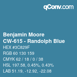 Code couleur: Benjamin Moore - CW-615 - Randolph Blue | qconv.com