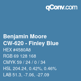 カラーコード: Benjamin Moore - CW-620 - Finley Blue | qconv.com